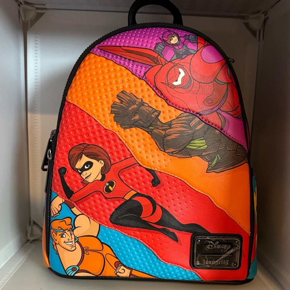 Loungefly Disney Superheroes Backpack - Red, Orange, Purple